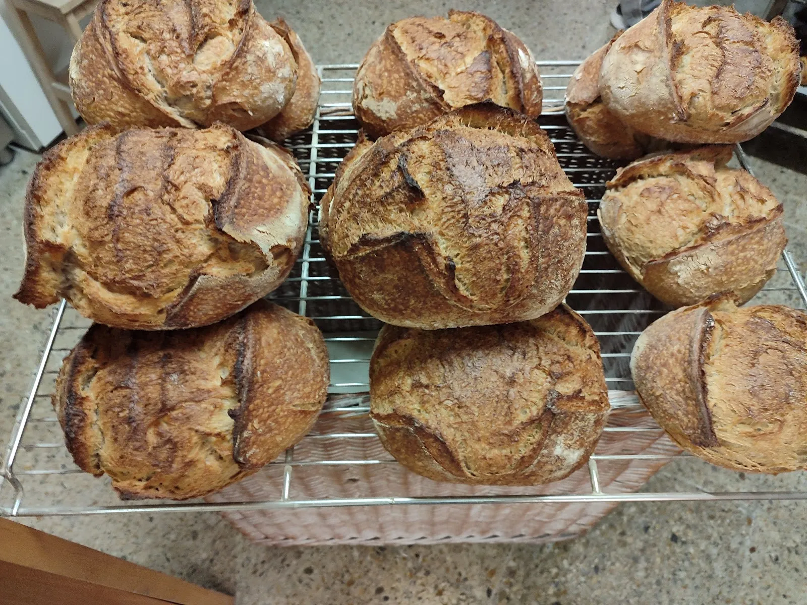 Pans rodons de crosta fosca refredant-se
